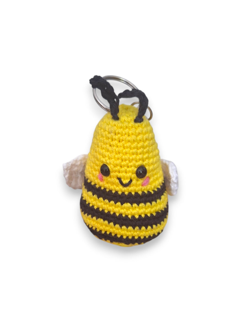 Abeille amigurumi porte-clé crochet jaune vue de face
