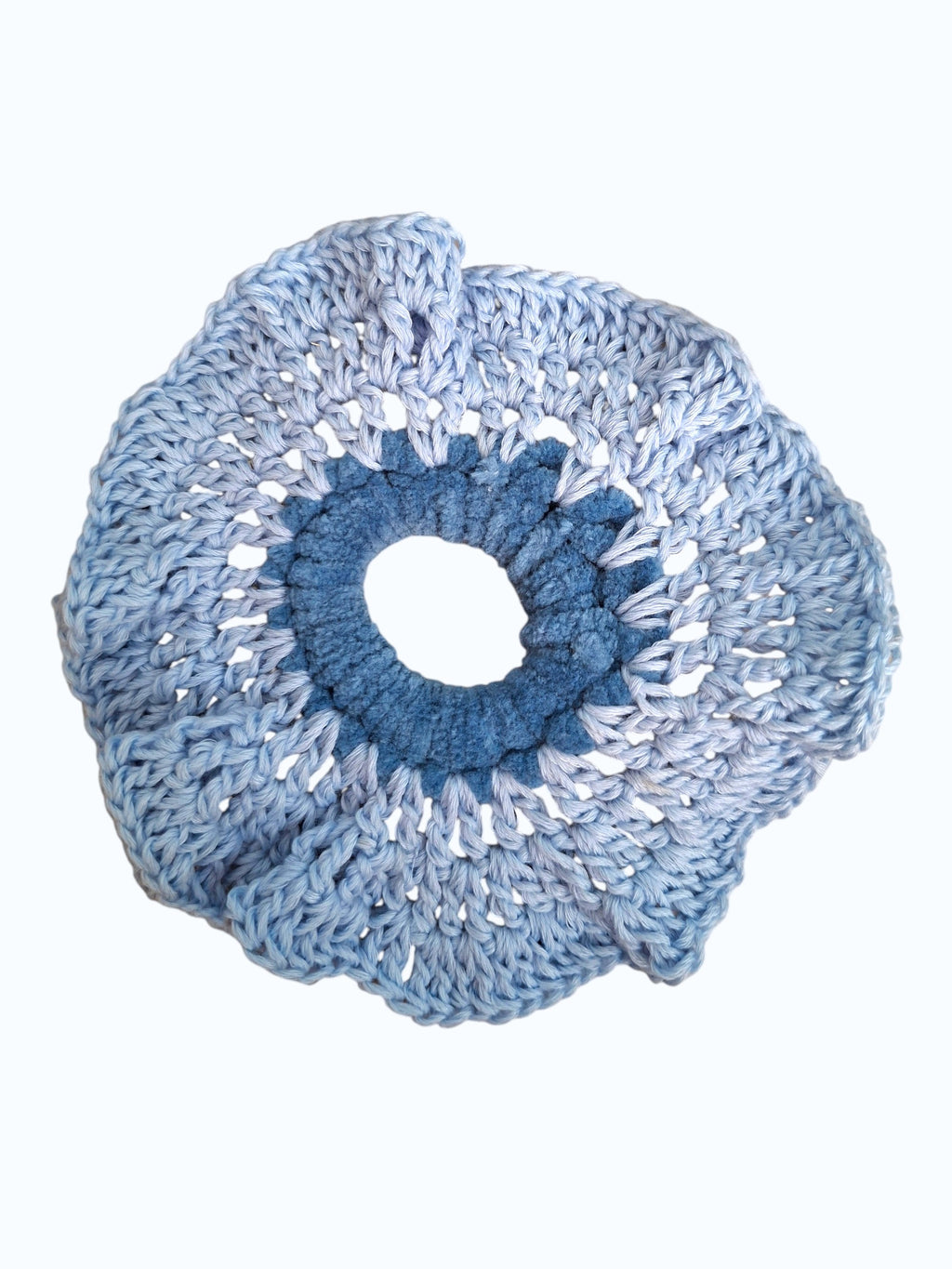 Chouchou en Crochet Ajouré Bleu Lavande