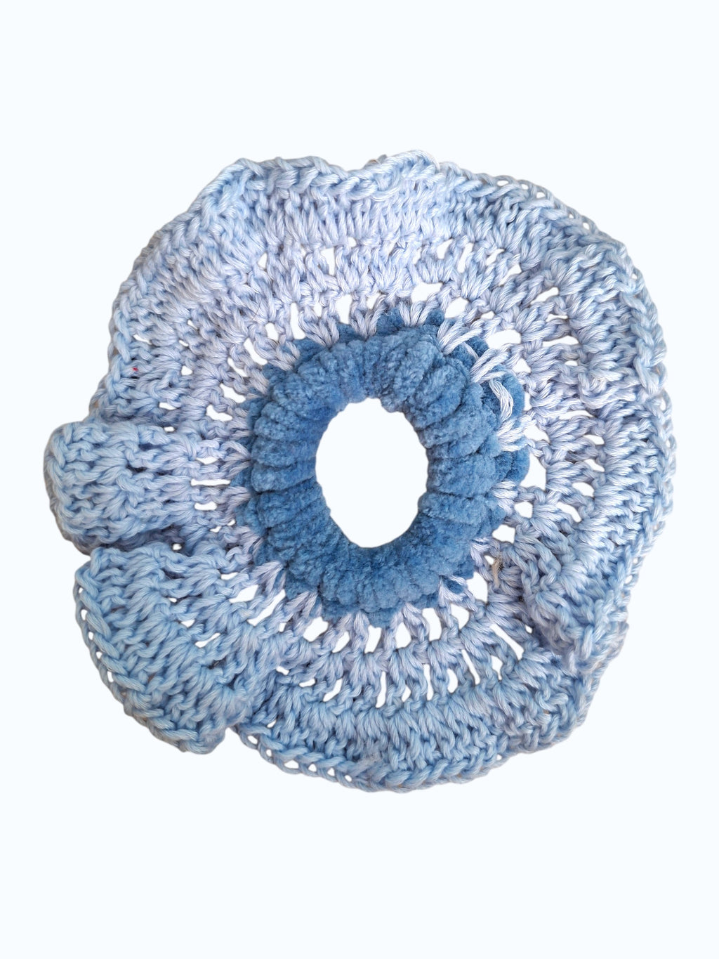 Chouchou en Crochet Ajouré Bleu Lavande