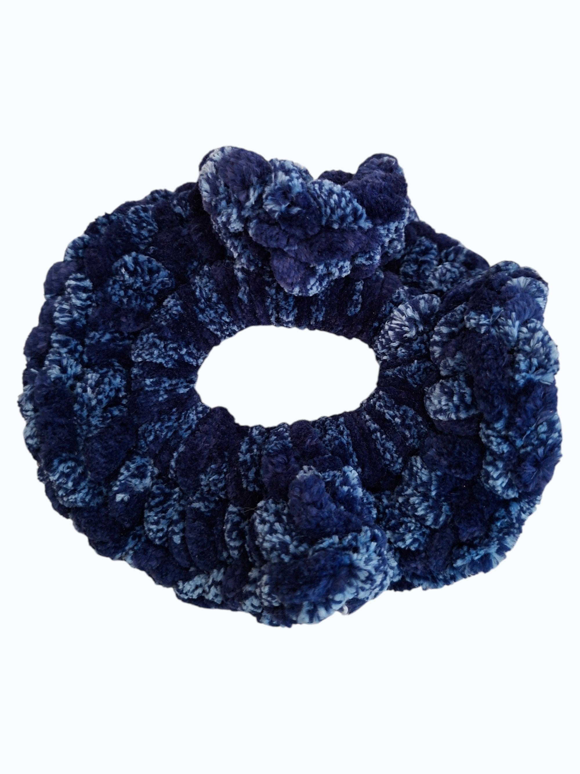 Chouchou en Crochet Bleu Velours
