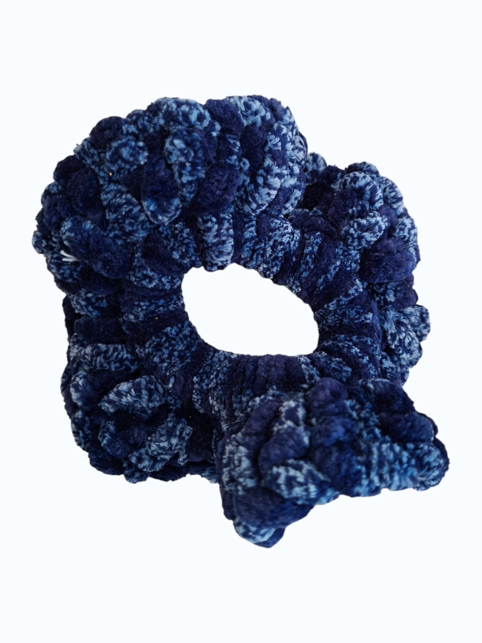 Chouchou en Crochet Bleu Velours