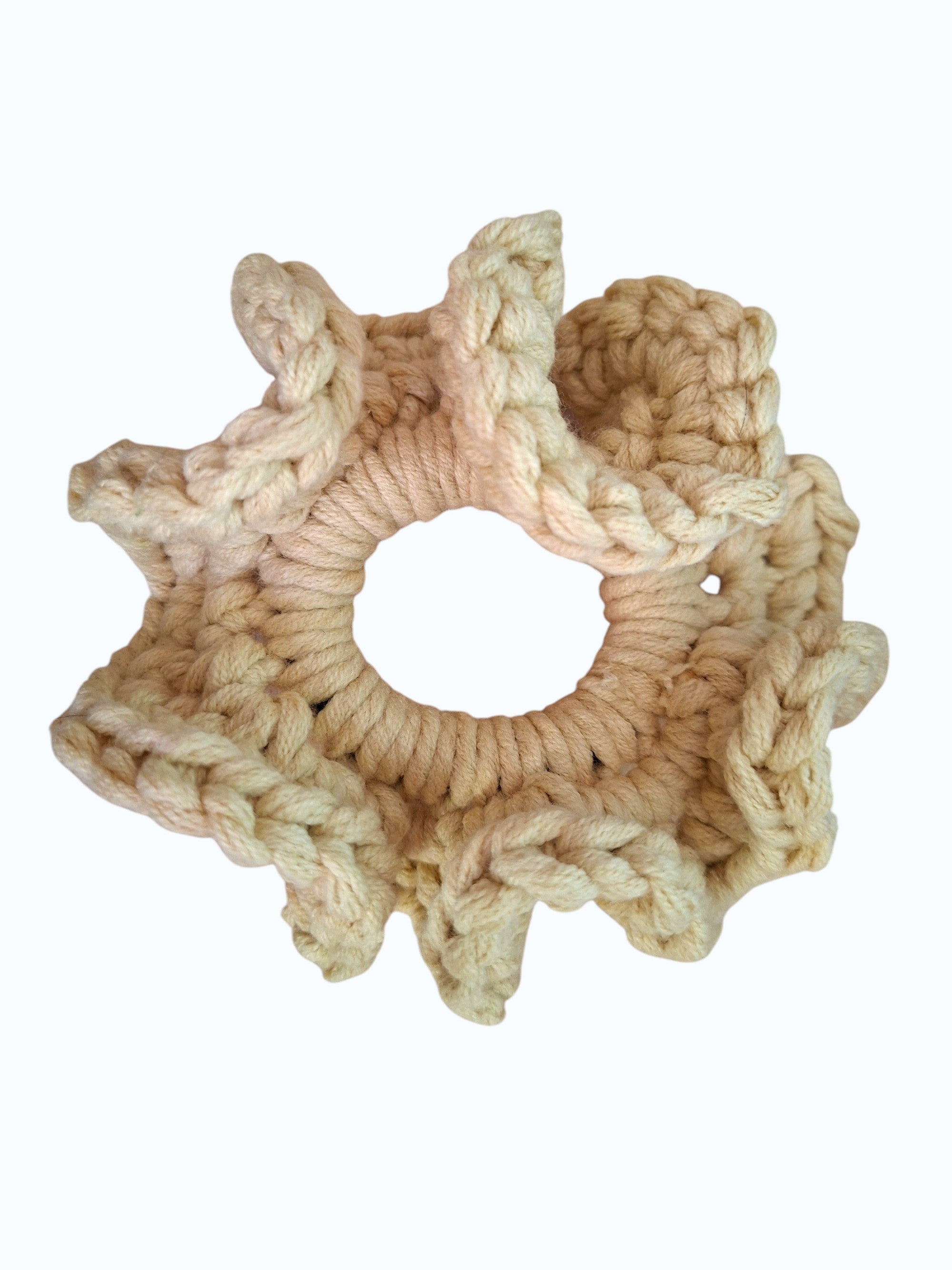 Chouchou en Crochet Fleur Crème Naturel