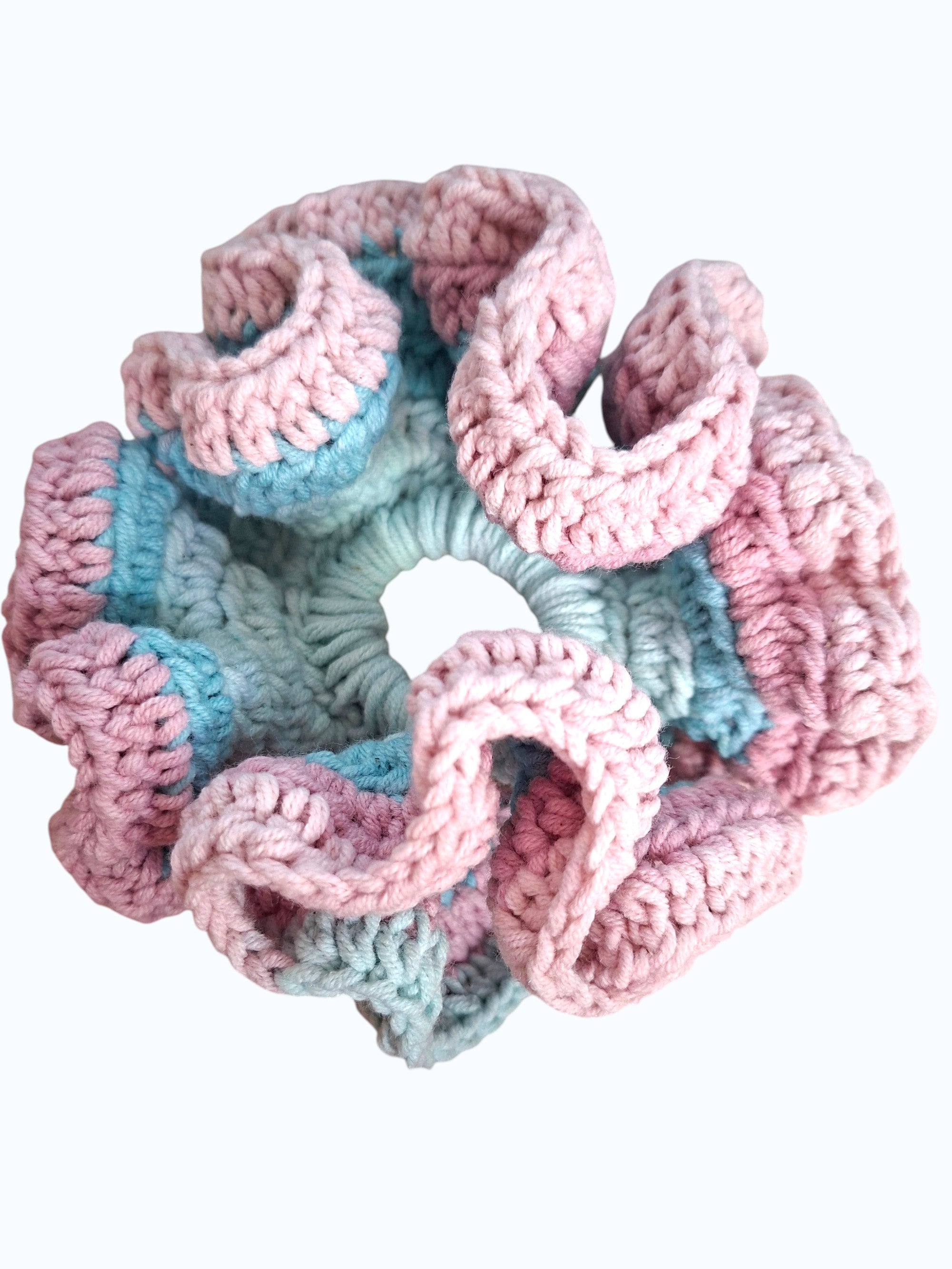 Chouchou en Crochet Dégradé Rose et Bleu