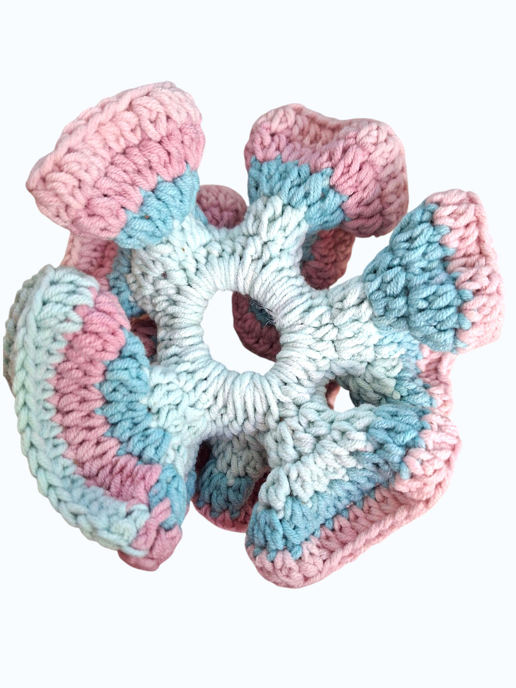 Chouchou en Crochet Dégradé Rose et Bleu