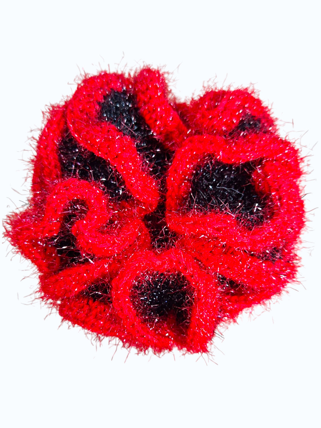 Chouchou en Crochet Rouge et Noir Pailleté