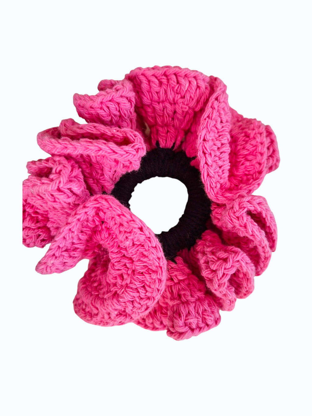 Chouchou en Crochet Fleur Rose et Noir