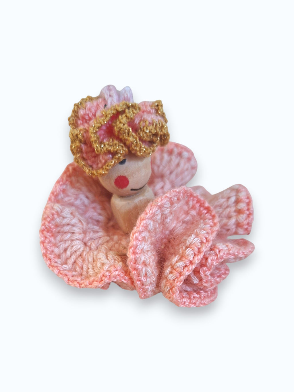 Fée Danseuse Rose en Crochet – Figurine Fait Main