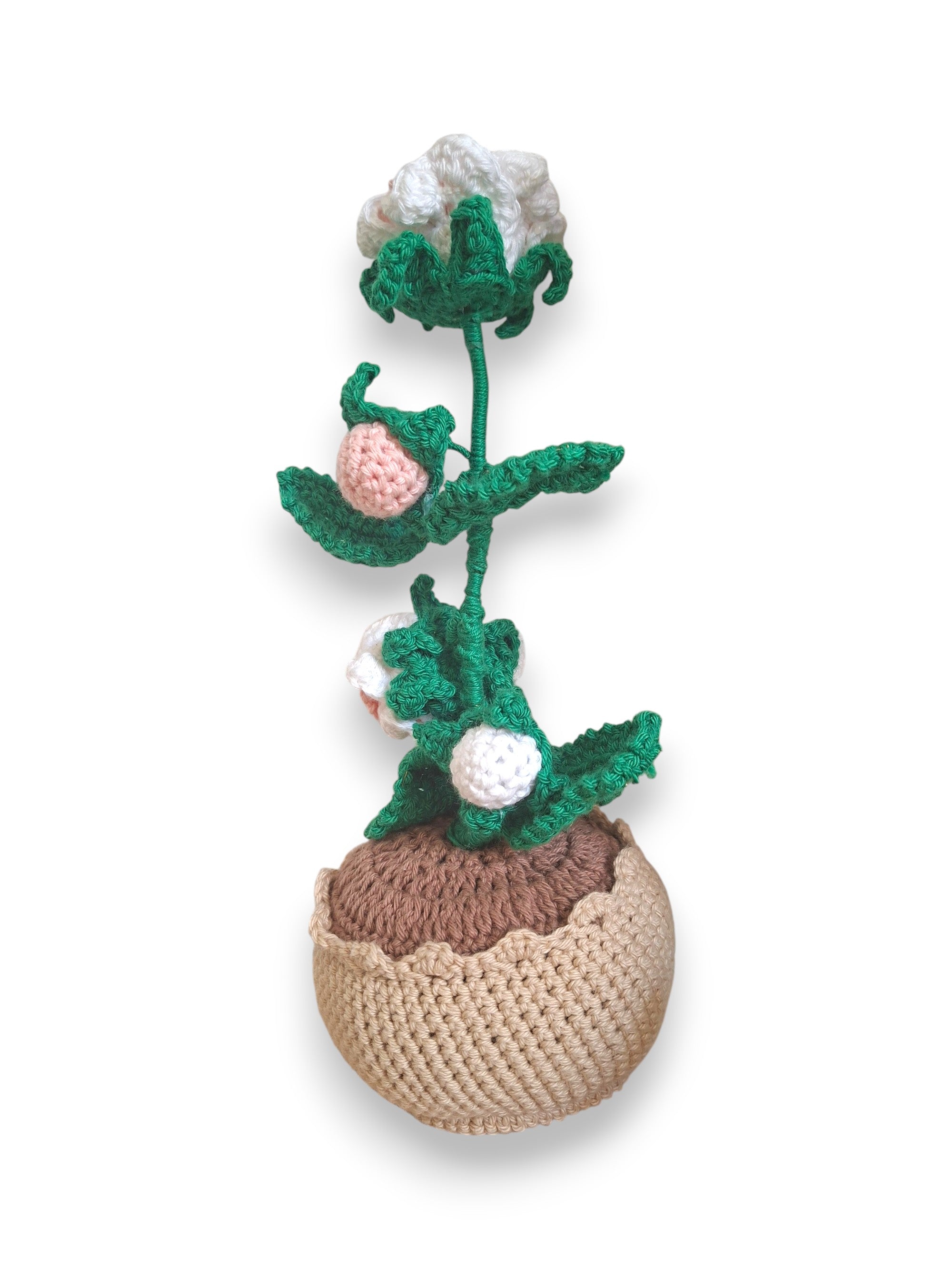 Plante Fleurie en Crochet dans son Pot – Fait Main