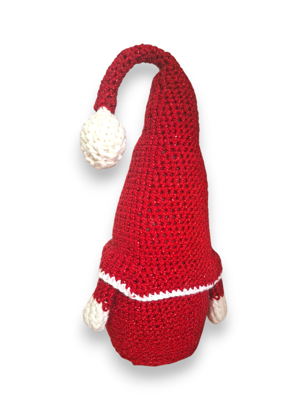 Gnome de Noël en Crochet Rouge Pailleté – Fait Main
