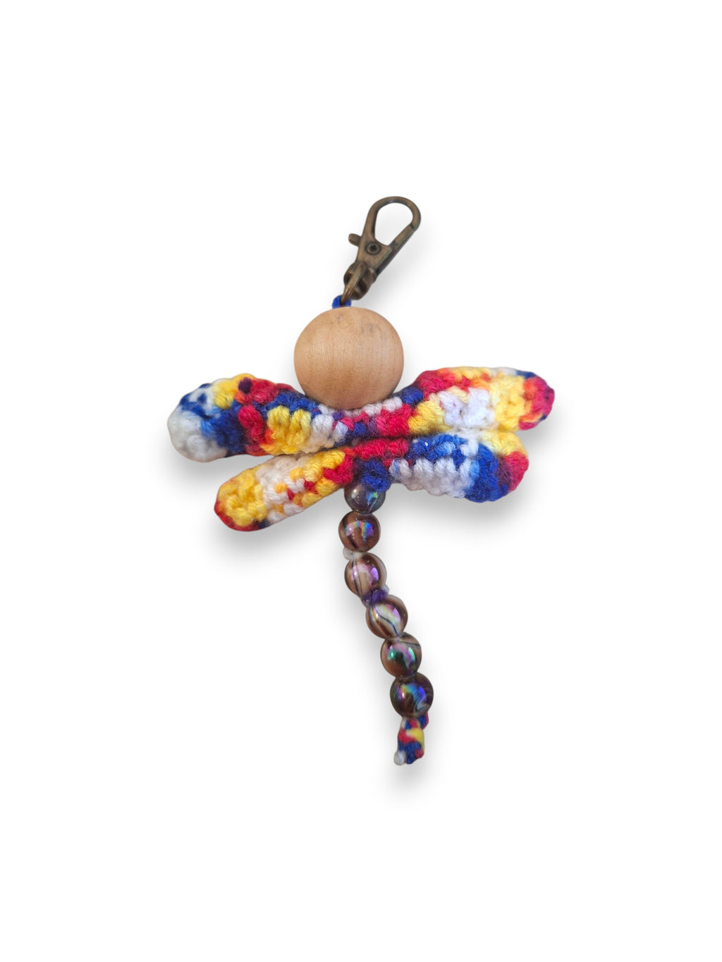 Porte-clé Libellule Multicolore en Crochet – Fait Main