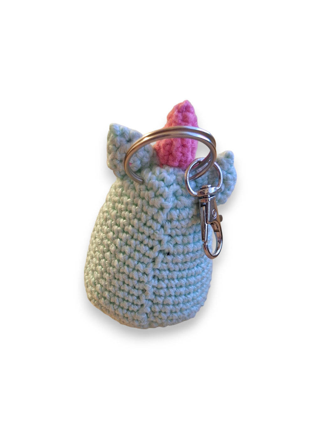 Licorne amigurumi porte-clé crochet bleu pastel vue de dos