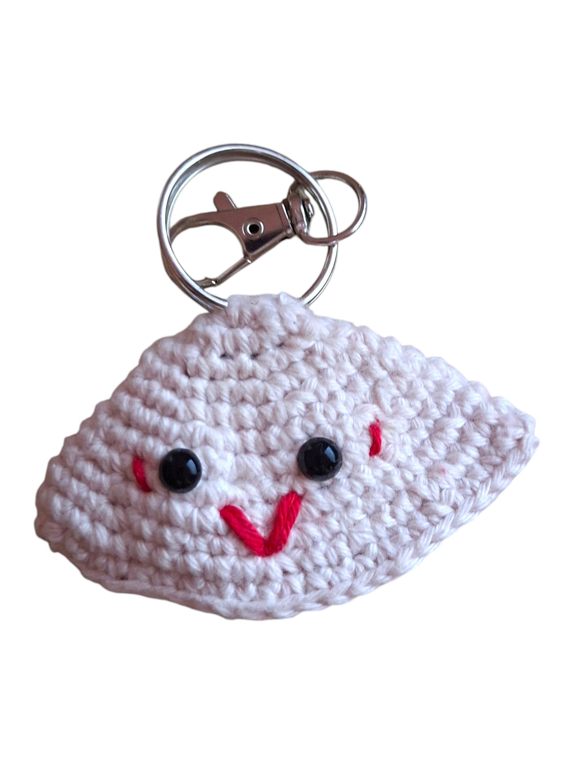 Le Petit porte-clé amigurumi nuage souriant crochet blanc