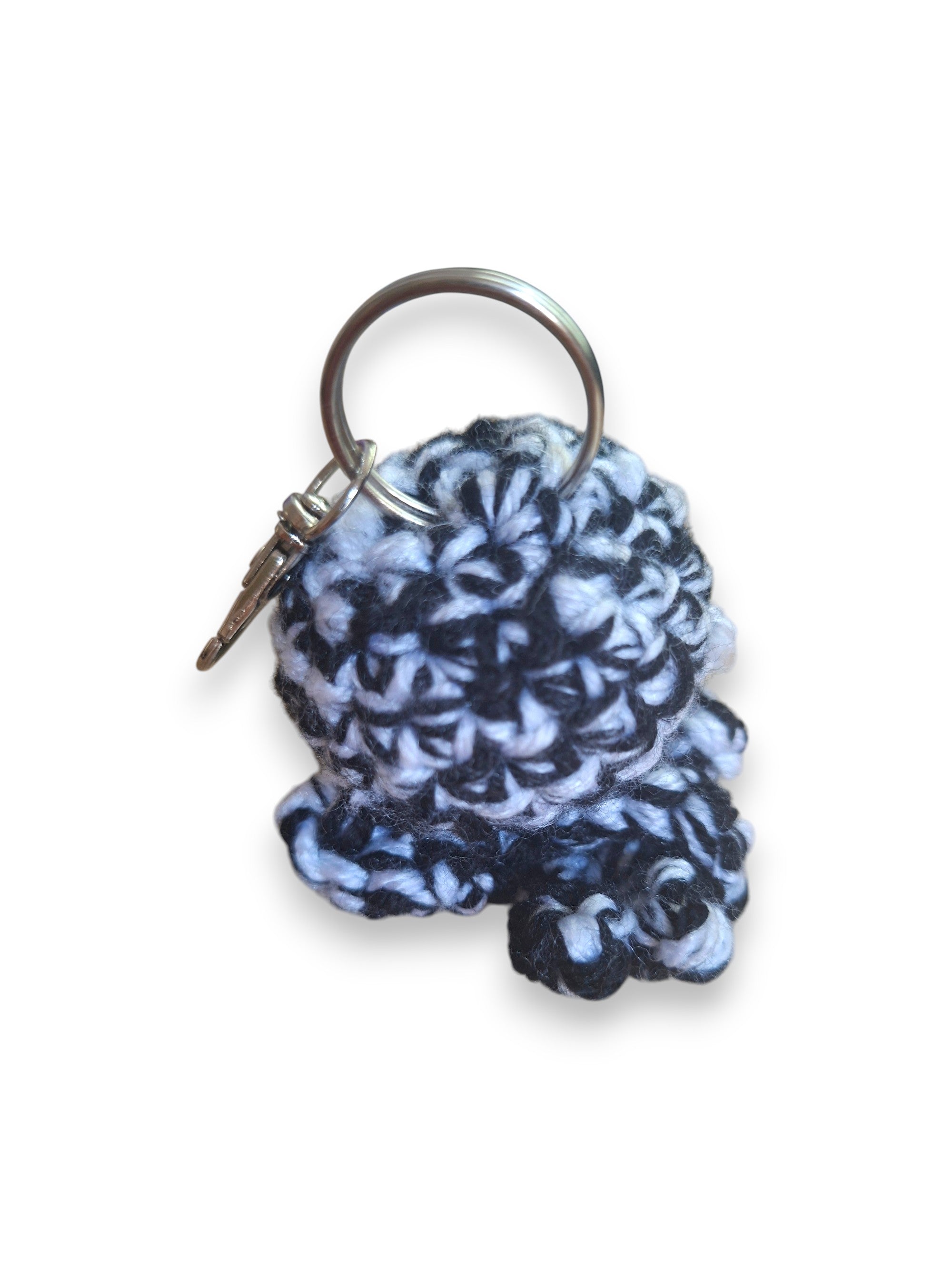 Poulpychou Noir et Blanc – Porte-clé Poulpe en Crochet Fait Main